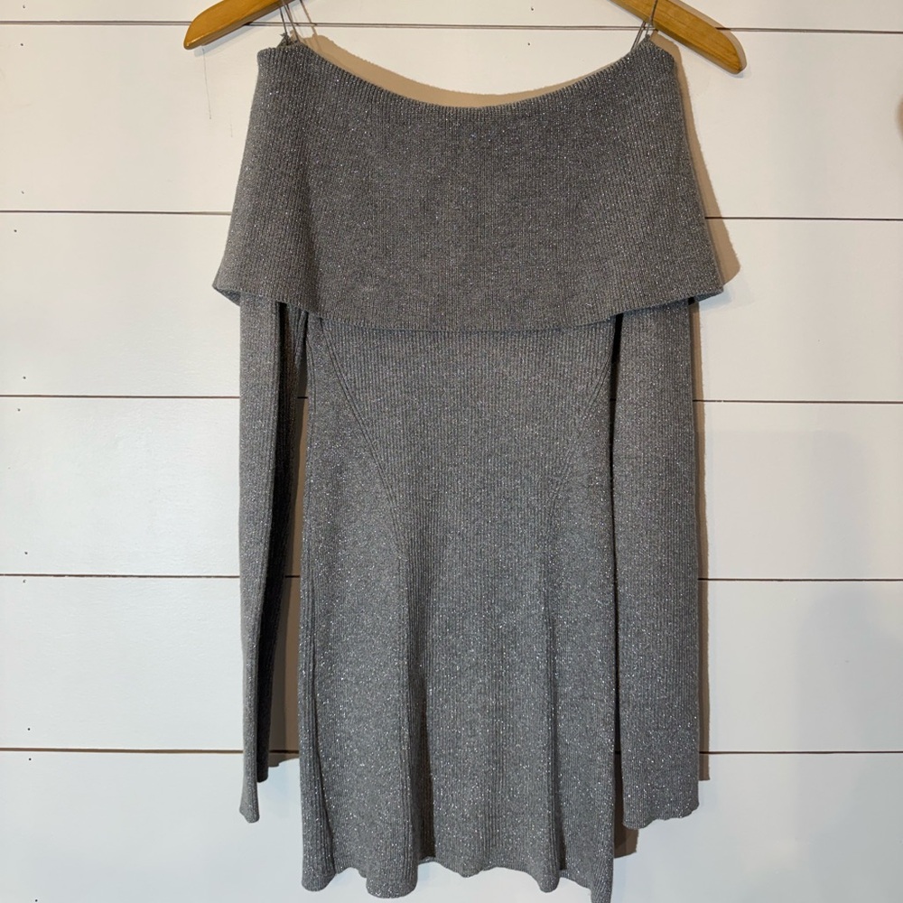 WHBM Off-shoulder Ribbed Knit Tunic Sweater